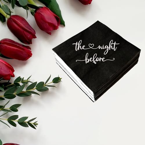 50 Pack Black and Silver Cocktail Napkins - Elegant Disposable Paper for Parties