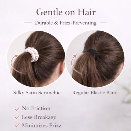 9PCS Skinny Satin Scrunchies - Gentle Anti-Frizz Hair Ties for Women