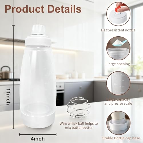 Kvcik 33oz Silicone Pancake Batter Mixer & Dispenser with Stand