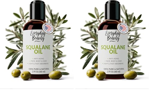 100% Pure Squalane Oil - Natural Olive-Derived Face, Body & Hair Oil (2-Pack)