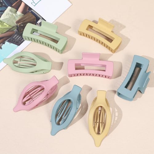 CHANDAT Hair Clips Set for Women - 8 Assorted Claw & Flat Clips