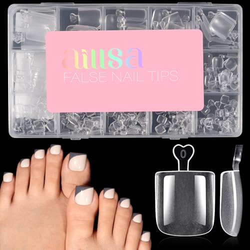 AILLSA A5 Sharp Square Toe Fake Toenails Full Cover 150 Pcs Salon DIY Pedicure