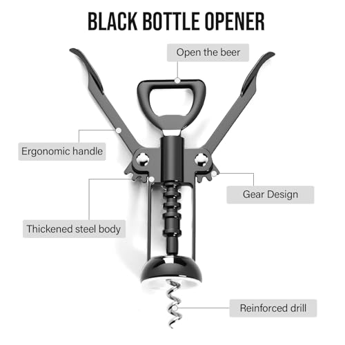 Drincarier Gun Black Wine Opener - Premium Zinc Alloy Corkscrew