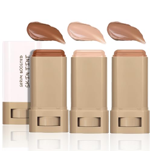 Loobexery 3 Pack Skin Tint Foundation Sticks - Moisturizing Serum & Flawless Finish