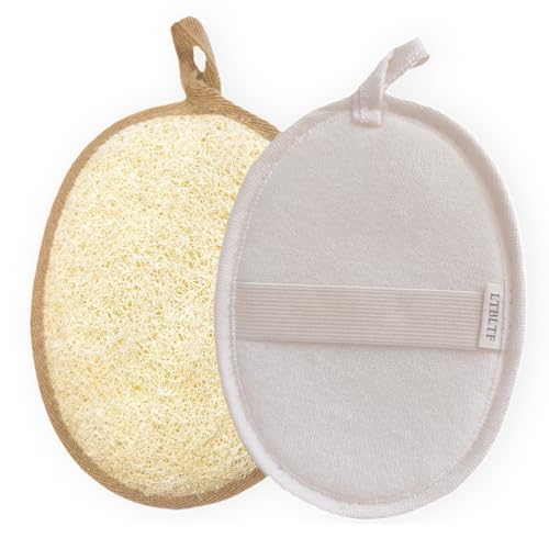 Premium Egyptian Loofah 2-Pack for Couples - White & Brown Exfoliating Scrubbers