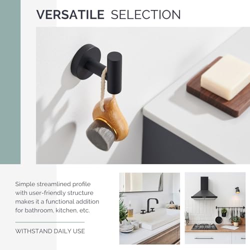 Matte Black Towel Hook - Rustproof 304 Stainless Steel Robe Holder