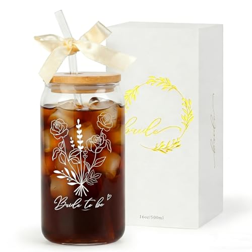 Bride To Be Glass Tumbler with Lid & Straw - 16oz Gift Cup