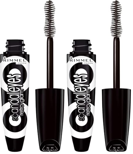 Rimmel Scandaleyes Retro Glam Volumizing Mascara, Extreme Black, 2 Pack