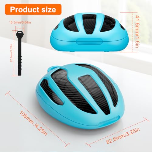 Blue Carbon Fiber Coating Extra-Large Kids Sports Mouthguard & Retainer Case with Vent Holes, Silicone Lanyard