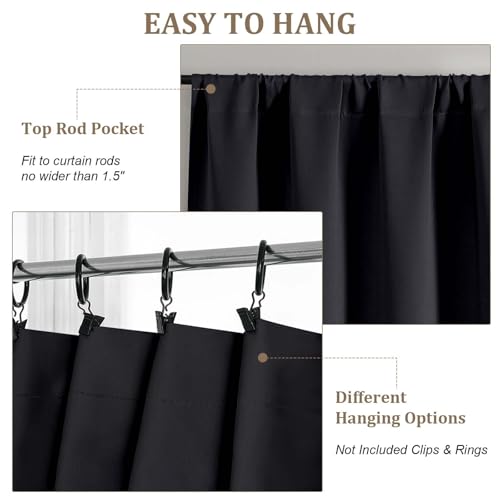 Lecloud Blackout Curtains 63 Inch Length, 2 Panels Set, Thermal Insulated Drapes for Bedroom & Living Room