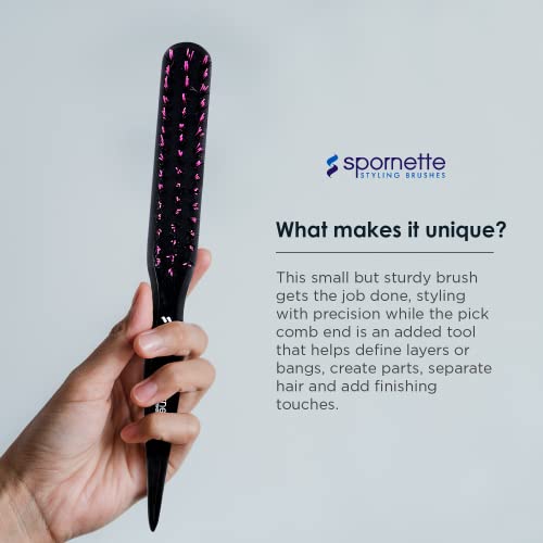 Spornette Little Wonder Boar Bristle Hair Brush - Teasing & Smoothing Brush for All Hair Types