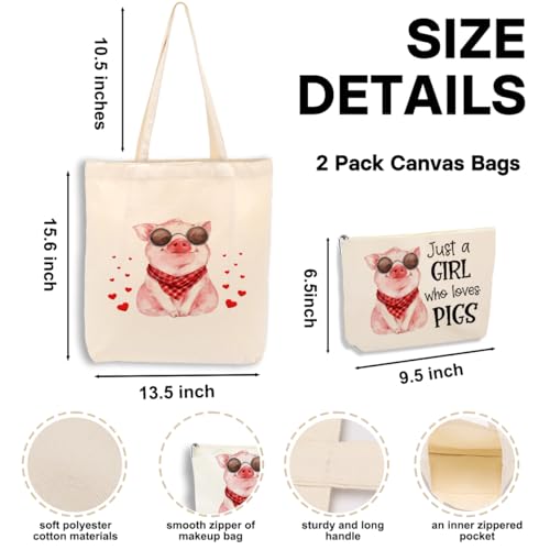 Pig Lover Canvas Tote Bag - Funny Animal Print Handbag for Shopping
