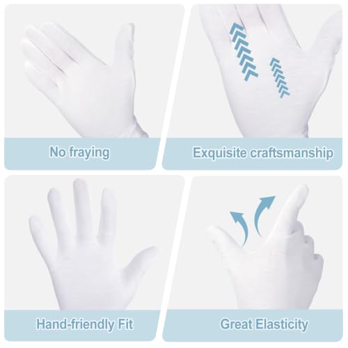 30 Pcs White Cotton Gloves for Eczema Relief & Moisturizing