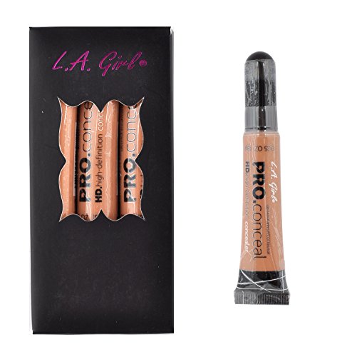 L.A. Girl HD Pro Concealer - Full Coverage Liquid Makeup, 3-Pack (Almond)