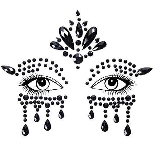 Bowitzki Black-B Halloween Face Jewels Set Women Mermaid Rhinestone Face Gems