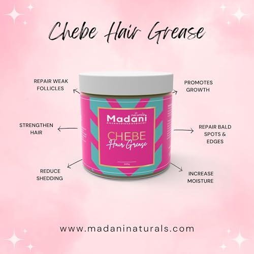 Madani Naturals Hair Growth Combo Set, Chebe Hair Grease and Scalp Stimulator Oil 2oz, for Length Retention, Hair Loss and Repair with Rosemary & Fenugreek