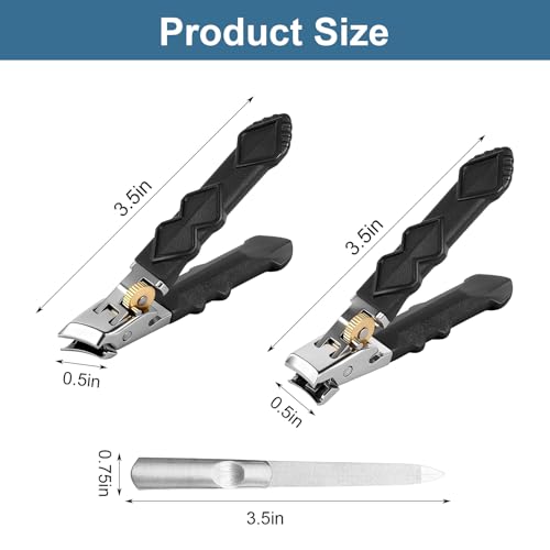 Heavy Duty Toenail Clippers for Thick Nails - 2pc Stainless Steel Set