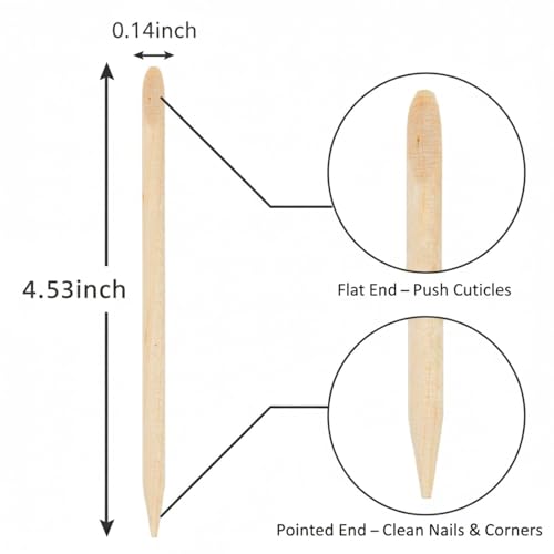 200pcs Wood Cuticle Pusher Sticks - Double Sided Nail Tool