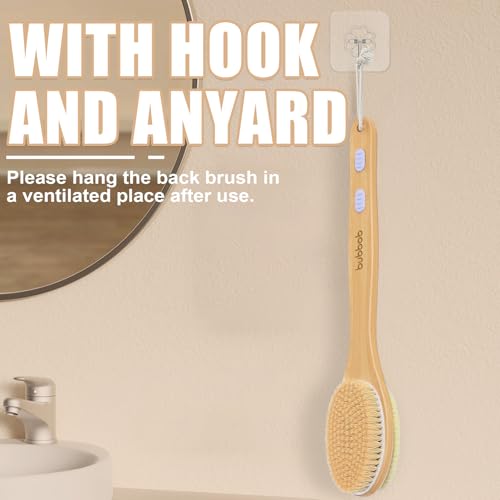 Bubbob Long-Handle Back Scrubber for Shower - 2 Pack Exfoliating Bath Brush