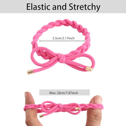 16PCS Braided Hair Ties with Bows | Adjustable Rubber Bands for Women & Girls