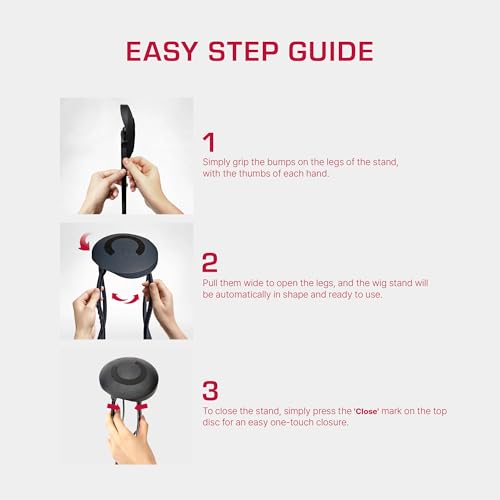 Red by Kiss Collapsible 17” Travel Wig Stand with Nonslip Grip – Single Pack