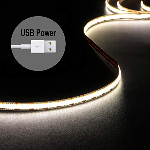 5V USB LED Light Strip 4.9ft - Daylight COB Under Cabinet Lighting