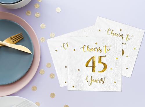 Cheers to 45 Years Cocktail Napkins | 50-Pack 3-Ply Party Napkins