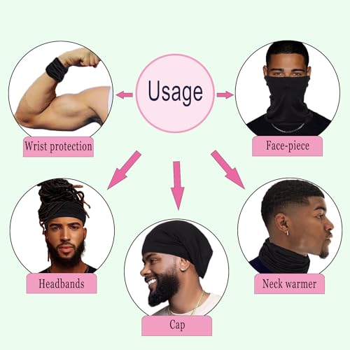 Leeven Shower Cap for Women & Men - Dreadlock & Hair Protection, Black & Red, 2 Pack