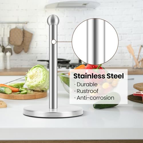 Stainless Steel Paper Towel Holder with Weighted Base - Silver
