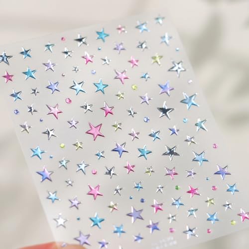 5D Embossed Holographic Star Nail Stickers - Self-Adhesive Nail Art Decals