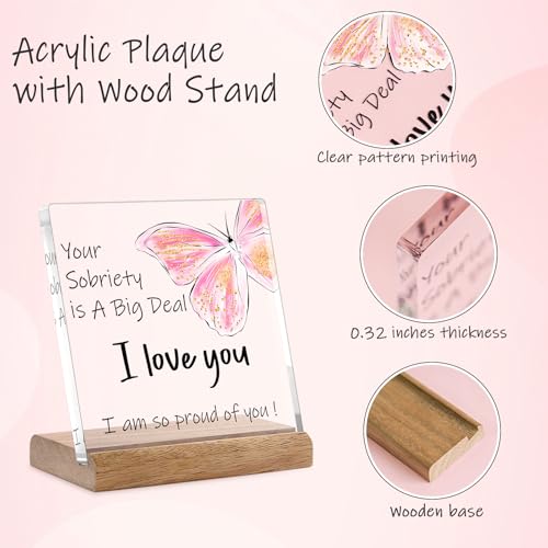 Inspirational Sobriety Gift Plaque for 1 Year Recovery - 4.7" x 4.7"