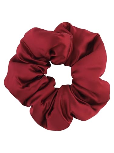 MINACHI Oversized Red Mulberry Silk Scrunchie - 6A Grade Hair Accessory