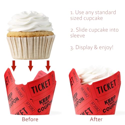 Carnival Theme Raffle Ticket Cupcake Wrappers - 36 Count