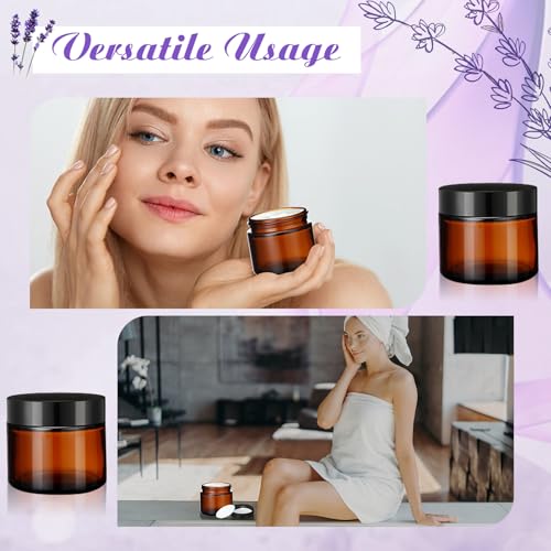2 oz Amber Glass Jars with Black Lids - 12 Pcs for Candle Making & Storage