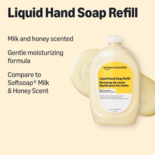 Amazon Basics Milk & Honey Liquid Hand Soap Refill, 50 Fl Oz, Triclosan-Free