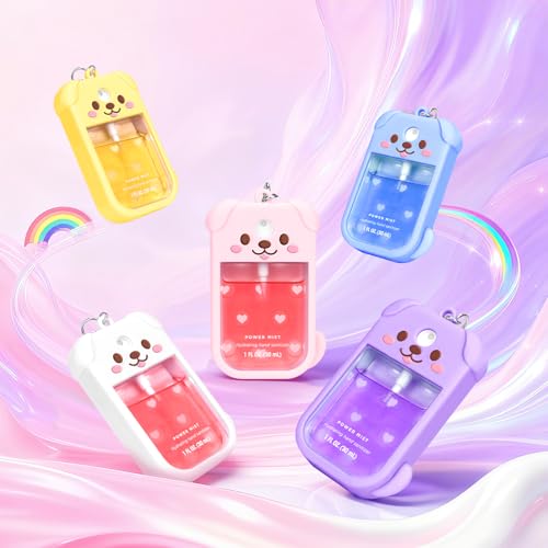 Kivzex Pink Dog Silicone Hand Sanitizer Case with Keychain for Touchland 1oz - Travel Cover Sleeve