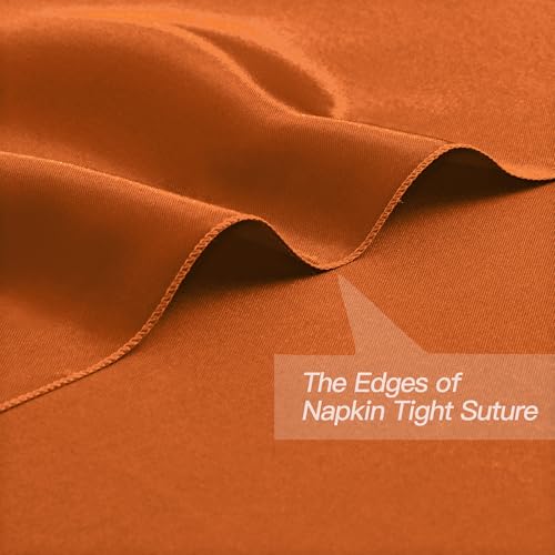 Burnt Orange Satin Napkins Set of 24 - 17x17 in for Weddings & Events