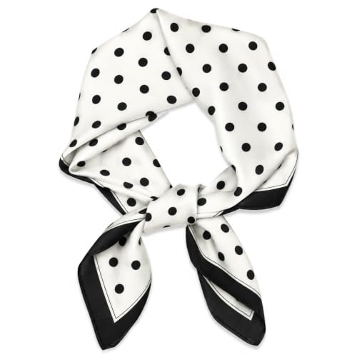 White Polka Dot Bandana Head Scarf for Women - 25.6"