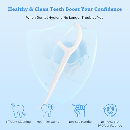 KSIA Klear Mint Dental Floss Picks 50 Count | Individually Wrapped, Portable Oral Care