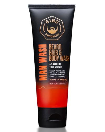 GIBS Grooming 3-in-1 Man Wash - Amber Scent, Sulfate-Free Body & Hair Cleanser