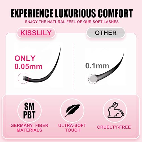 Kisslily Plume Lash Extension Kit - Natural Brown Lash Clusters, 8-16mm C Curl