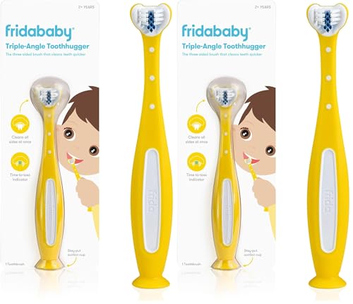 Frida Baby Triple-Angle Toothhugger Toddler Toothbrush (2-Pack, Yellow)