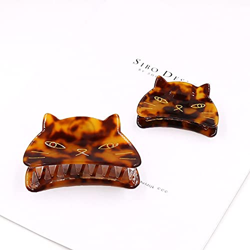 Yusier 2-Pack Cat Claw Hair Clips for Women & Girls - Tortoiseshell Design
