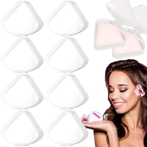 8-Pack Clear Triangle Makeup Sponge Holder Cases for Travel