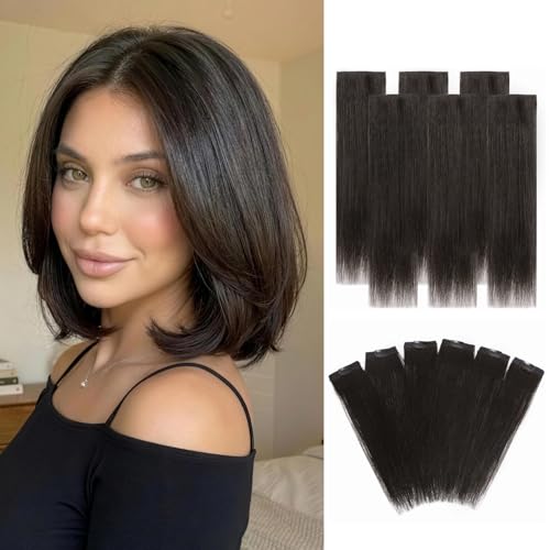 10'' Black Brown Short Clip-In Hair Extensions - Real Human Hair