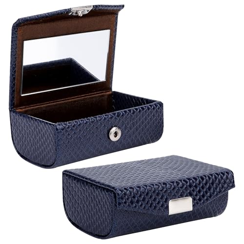 BUNCHBRAVO Double Lipstick Case with Mirror, Snake Print Vegan Leather Holder