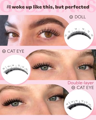 Goddvenus Wispy Lash Clusters Kit - 180pcs 10-16mm C Curl Extensions
