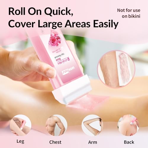Pink Waxfans Roll On Wax Refill for Hair Removal - Honey Natural Easy Melting, 100% Gentle, 4 Pack