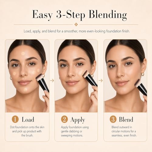 JoMay 15° Angled Foundation Brush - Black Single Brush for Liquid Makeup