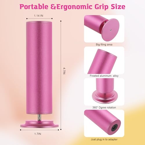 Electric Foot Callus Remover - Speed Adjustable Pedicure Tool in Pink